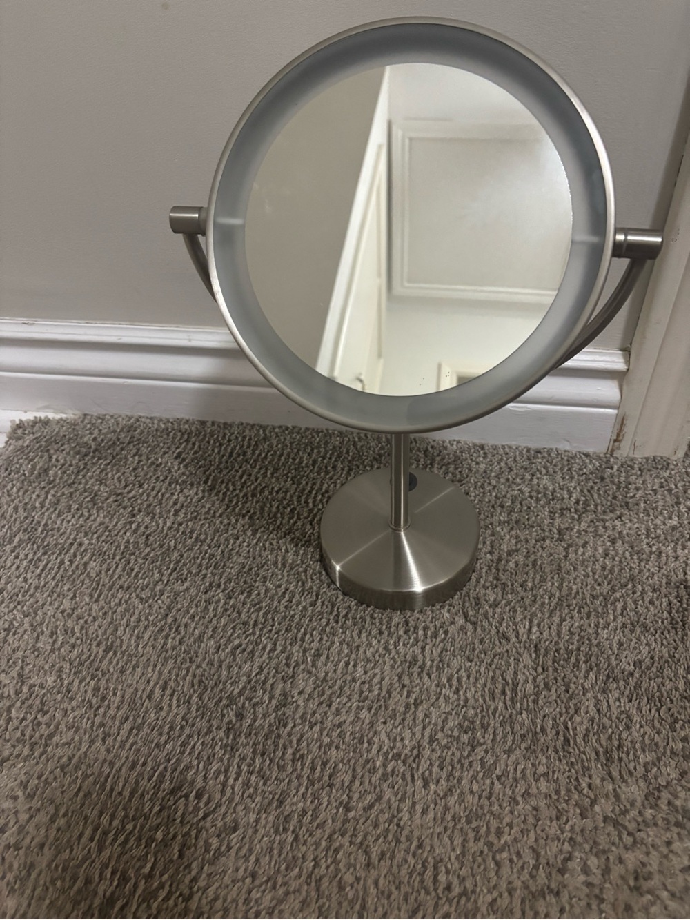 Stainless Steel Round Vanity Mirror in Silver - Picture 2 of 7